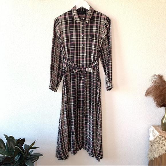 SOLD HATCH Checked Plaid Woven Midi Dress Sz 1 - Picture 5 of 10